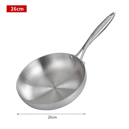 304 Stainless Steel Frying Pan, NonStick Pan Fried Steak Pot  Uncoated Kitchen Cookware For Gas Stove and Induction Cooker