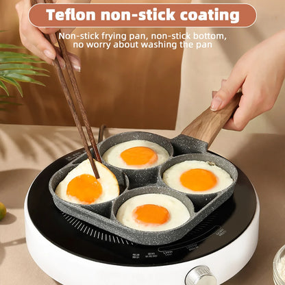 2/4-Hole Frying Pot Pan Thickened Omelet Pan Non-stick Egg Pancake Steak Pan Cooking Egg Ham Pans Dual Purpose Cookware Pan