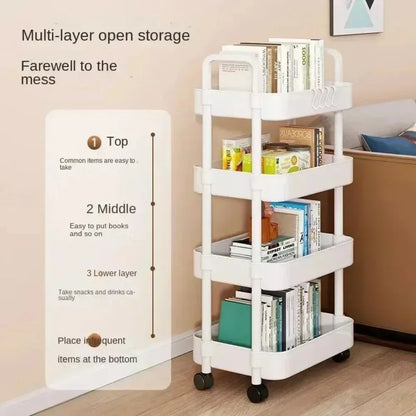 Kitchen, floor, bedroom, baby snack rack, mobile bathroom rack, bathroom storage rack, office file storage rack closet organizer