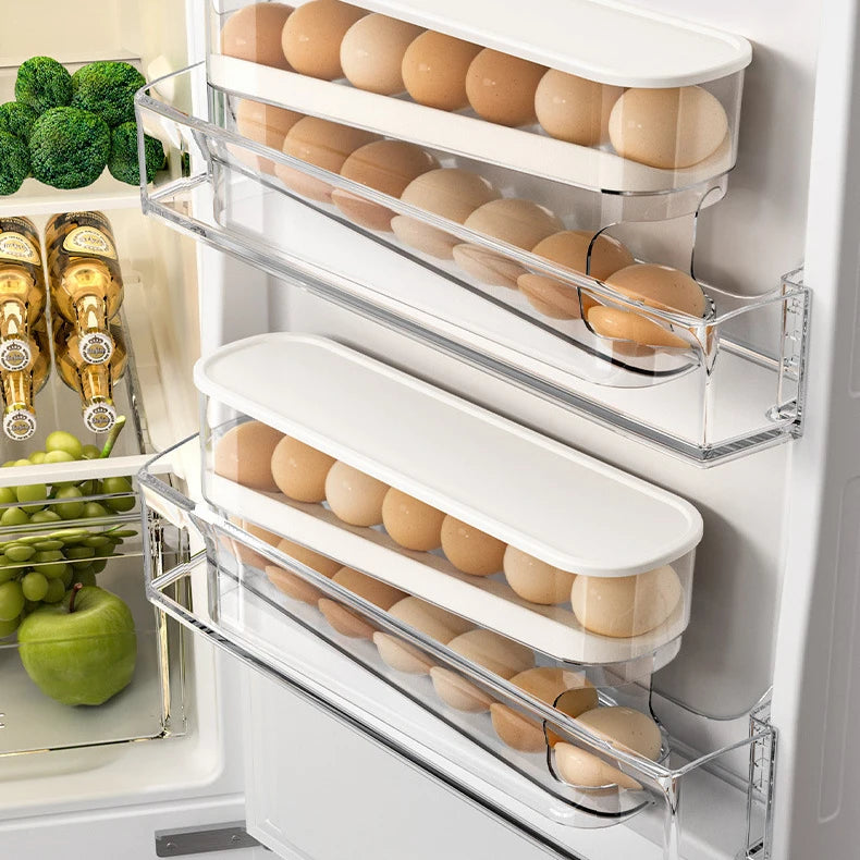 Double Layer Rolling Egg Dispenser Refrigerator Egg Storage Box Automatic Scrolling Egg Holder Household  Large Capacity Kitchen