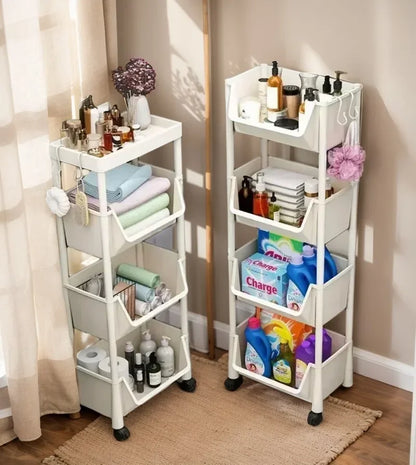 Trolley Bookshelf Kitchen Storage Rack Kitchen Corner Narrow Slit Storage Cabinet Bathroom Living Room Home Organizer