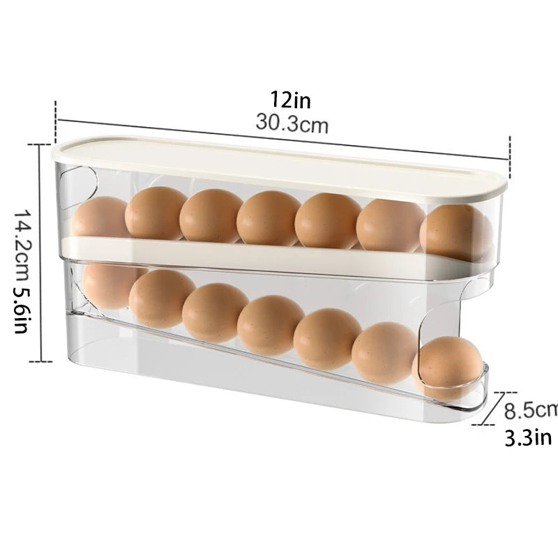 Double Layer Rolling Egg Dispenser Refrigerator Egg Storage Box Automatic Scrolling Egg Holder Household  Large Capacity Kitchen