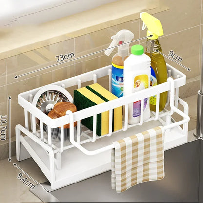 Multifunctional Sponge Rack Drainer Kitchen Shelf Sink Rag Dishwashing Detergent Dishcloth Organiser Kitchen Storage Racks