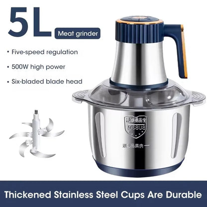 Electric Meat Grinder Chopper Stainless Steel Kitchen Machines Vegetable Crusher Slicer Machine Household Mixer Food Processors