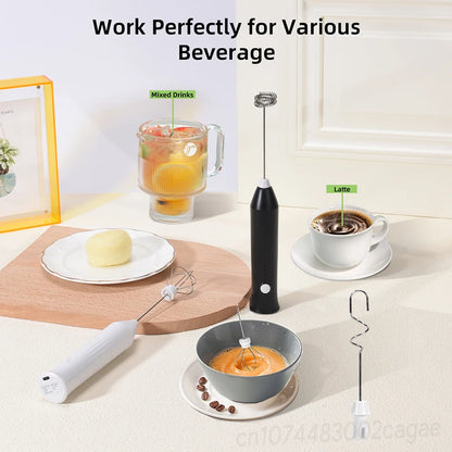 Wireless Milk Frothers  Electric USB Recharge 3 Speeds Handheld Blender Small Coffee Foam Maker Whisk For Coffee Kitchen Tools