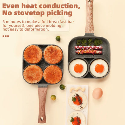 2/4-Hole Frying Pot Pan Thickened Omelet Pan Non-stick Egg Pancake Steak Pan Cooking Egg Ham Pans Dual Purpose Cookware Pan