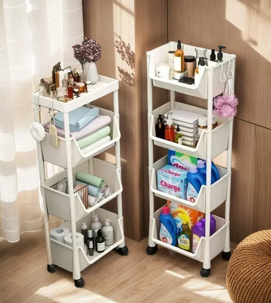 Trolley Bookshelf Kitchen Storage Rack Kitchen Corner Narrow Slit Storage Cabinet Bathroom Living Room Home Organizer