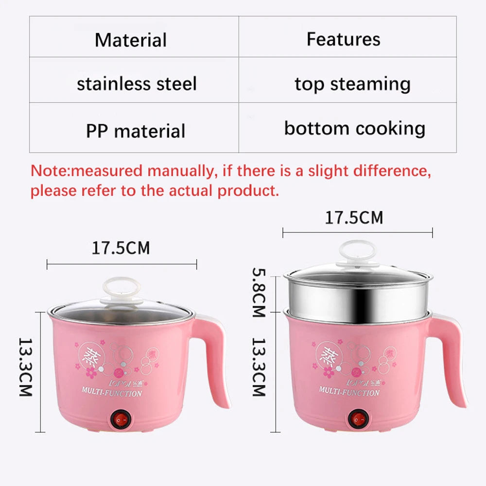 Multifunction Electric Cooker Hot Pot 1-2 People Heating Pan Multi Ramen Pot Machine Mini Rice Cook Kitchen Appliance Korea 220V